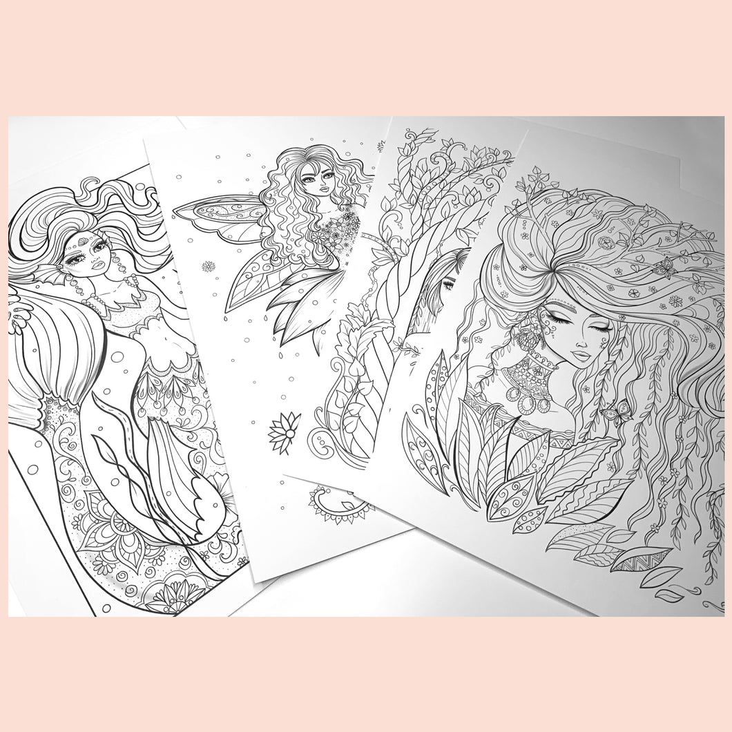 Colouring Pages Set of 4 pages Magical